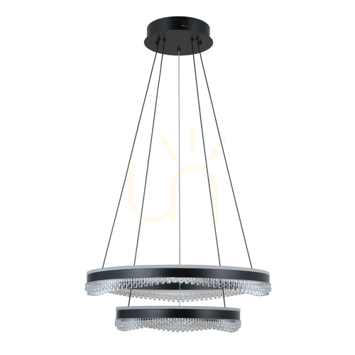 Kontrollera Italux Morte LED pendellampa svart 60 cm PND-34535-2L-BK