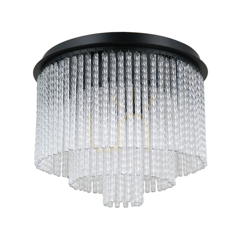 Kontrollera Plafond Italux Naute svart glas 7 lampor E14 38 cm PLF-40931-7A-BK