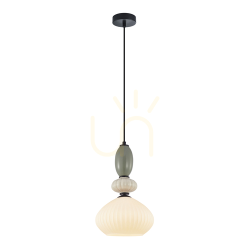 Kontrollera Italux Domali E27 pendellampa, svart med grå detaljer PND-36816-1E-BK-WH