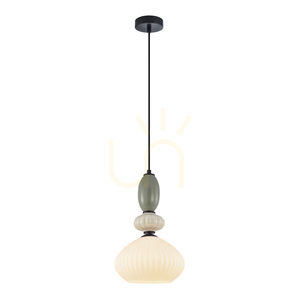 Italux Domali E27 pendellampa, svart med grå detaljer PND-36816-1E-BK-WH small 0