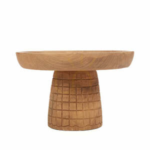 Bazar Bizar Kotak-Kotak tårtfat på fot i teak, natur 24 cm small 0