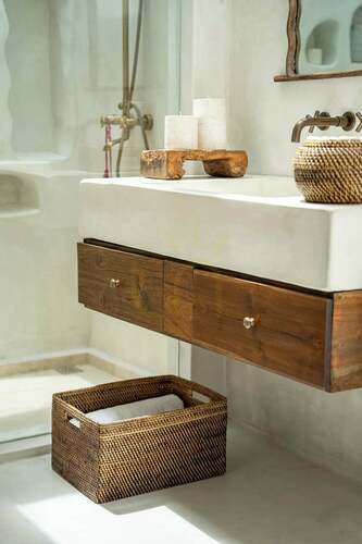 Kontrollera Rottingkorg Colonial Collection naturbrun L 46x36x23 cm