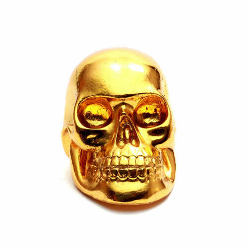 Kontrollera Siffror Dödskallehuvud i harts guld 9x7x7 cm Statues