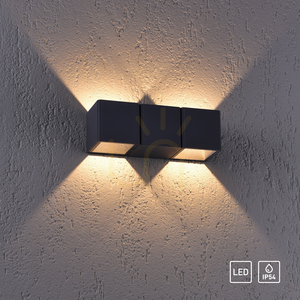 MARCEL vägglampa 9658-13 Antracit 2xLED small 11