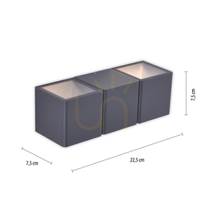 MARCEL vägglampa 9658-13 Antracit 2xLED small 7