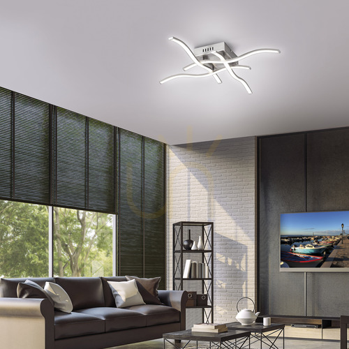 Kontrollera Plafond LED WAVE 15131-55 stål, 4 armar, 55 cm, 3000 K