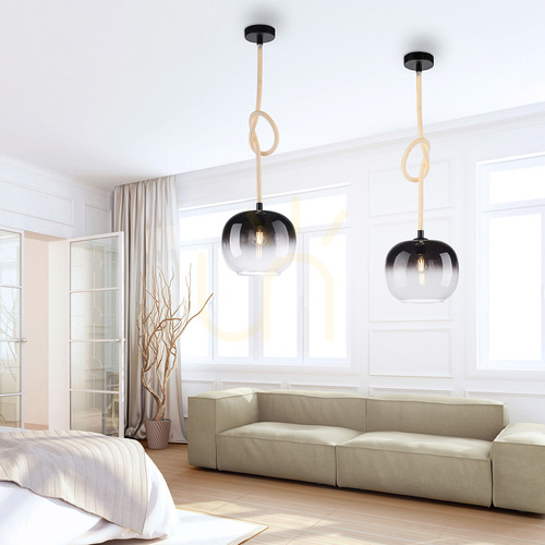 Kontrollera LUMA 2410-18 pendellampa med upplyst LED-rep, svart, E27