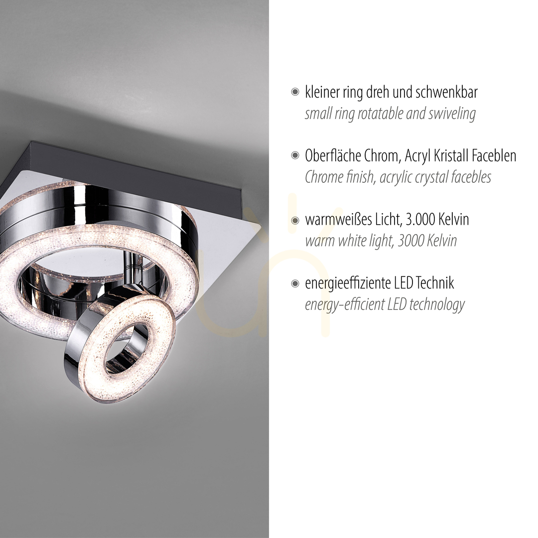 Display TIM Plafond 14520-17 Krom 2xLED TIM Plafond 14520-17 Krom 2xLED
