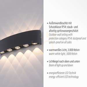 Paul Neuhaus CARLO 9489-13 LED-vägglampa, antracit, 27 cm, IP54 small 3