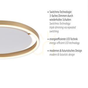 JUST LIGHT RITUS 15391-60 LED-plafond, matt mässingsfärg, 39,3 cm, Switchmo small 3