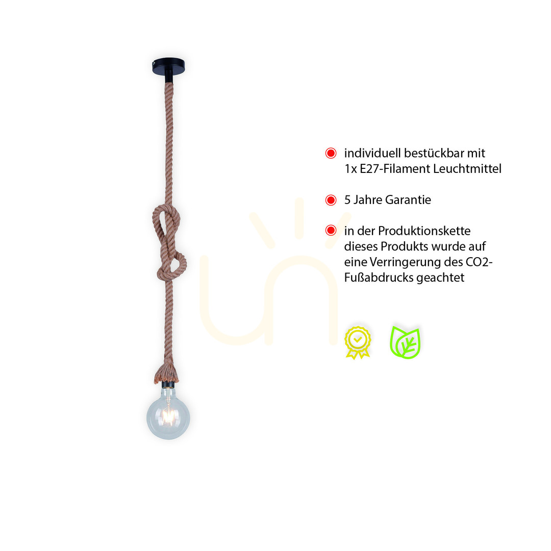 Display ROPE Taklampa 15481-18 Brun 1xE27 ROPE Taklampa 15481-18 Brun 1xE27