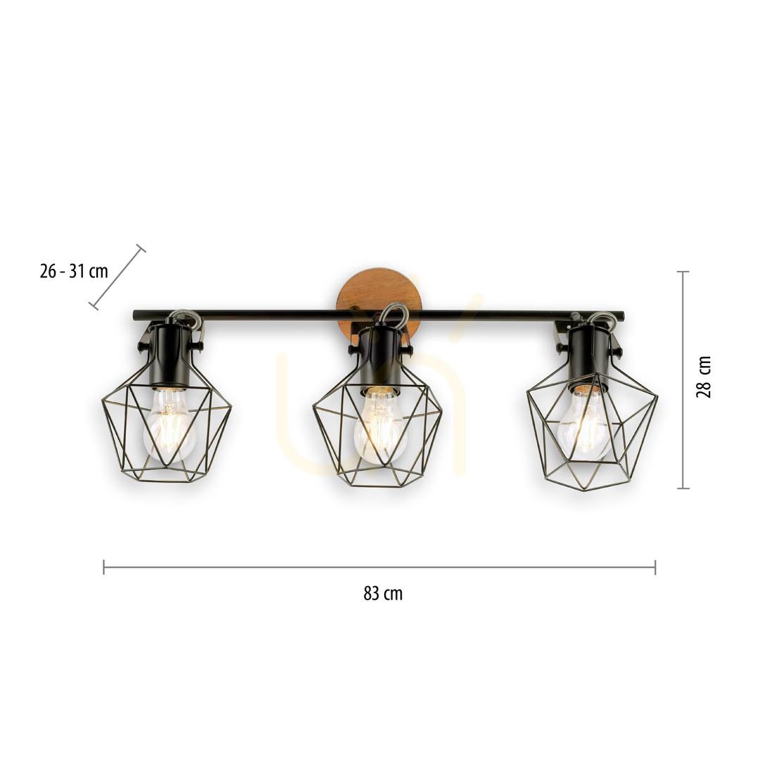 Utsikt Plafond JARO 15673-78 Svart 3xE27 Plafond JARO 15673-78 Svart 3xE27