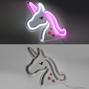 Paul Neuhaus NEON-UNICORN 85025-70 LED-vägglampa – enhörning, rosa och vit, 33 cm small 11