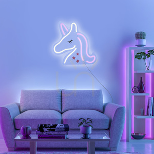 Paul Neuhaus NEON-UNICORN 85025-70 LED-vägglampa – enhörning, rosa och vit, 33 cm small 2