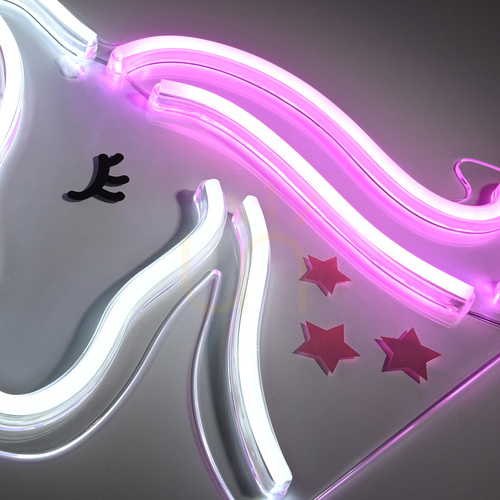 Kontrollera Paul Neuhaus NEON-UNICORN 85025-70 LED-vägglampa – enhörning, rosa och vit, 33 cm