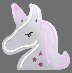 Paul Neuhaus NEON-UNICORN 85025-70 LED-vägglampa – enhörning, rosa och vit, 33 cm small 0