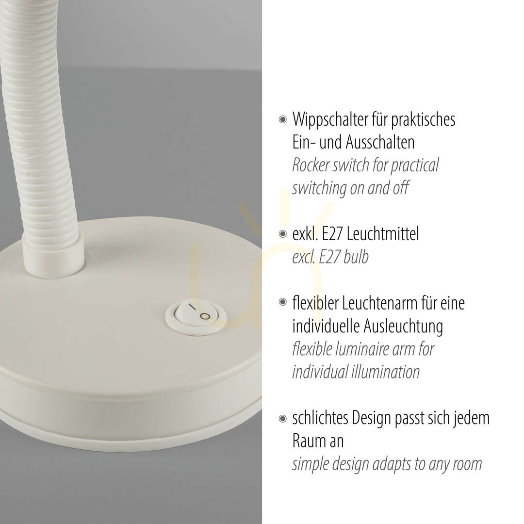 Display FLEXI bordslampa 11080-16 vit 1xE27 FLEXI bordslampa 11080-16 vit 1xE27