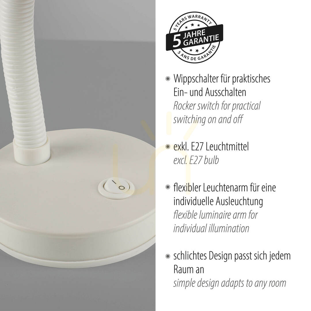 Visa FLEXI bordslampa 11080-16 vit 1xE27 FLEXI bordslampa 11080-16 vit 1xE27