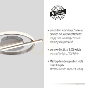 LED-plafond KORSA 14130-55 stål 20 W 3000 K dimbar Simply Dim small 4