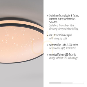 JUST LIGHT KYLE 14294-18 svart LED-plafond Ø38 cm, Switchmo small 3