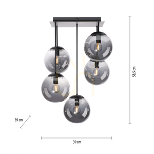 BIG WIDOW 14602-18 svart taklampa med 5 ljuspunkter, E14 small 6