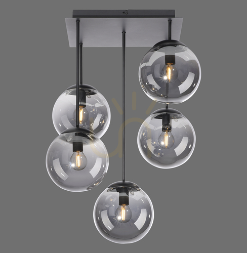 Kontrollera BIG WIDOW 14602-18 svart taklampa med 5 ljuspunkter, E14
