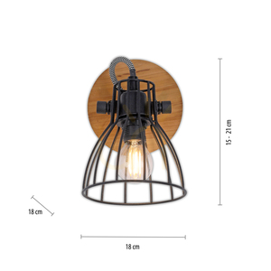 Paul Neuhaus TARO 15117-18 tak- och vägglampa, svart och trä, 1×E14 small 6
