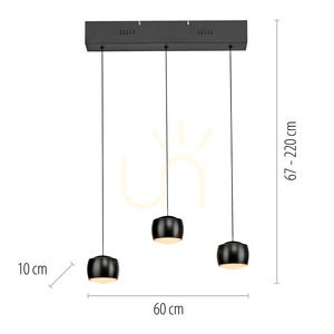 BALLINI Taklampa 15261-18 Svart 3xLED small 8