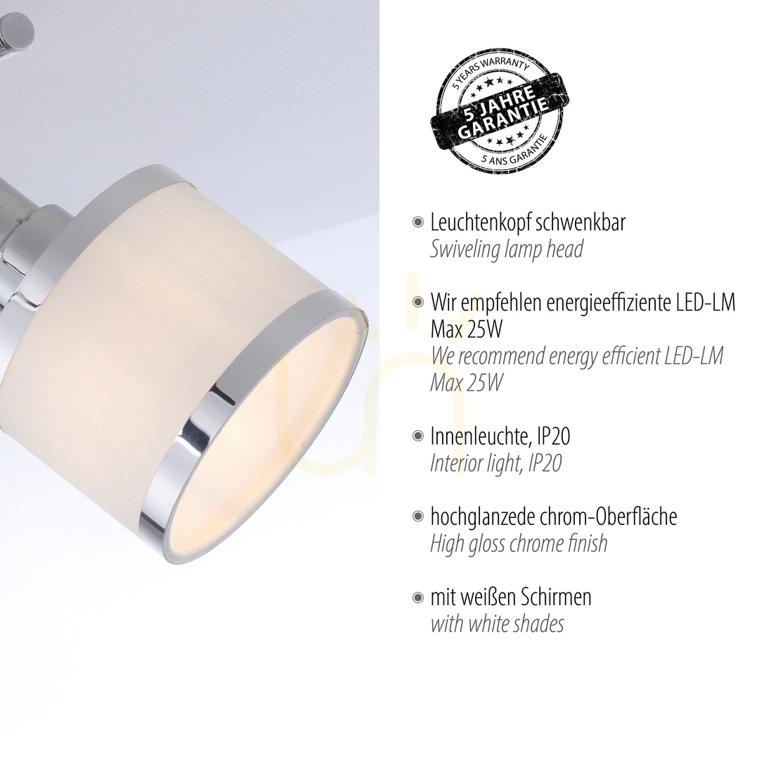 Visa ACCOR Plafond 15372-17 Krom 2xE14 ACCOR Plafond 15372-17 Krom 2xE14