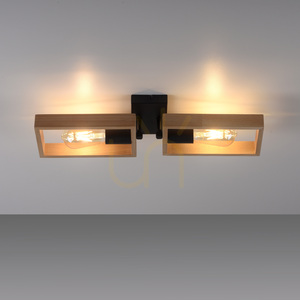 Plafond och vägglampa FRANKY 15657-18 svart, ramar i trälook, 2xE27 small 4