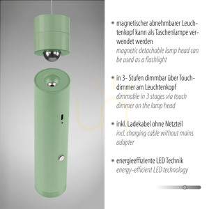 ATTACH Pendellampa 18281-43 Grön 1xLED small 3
