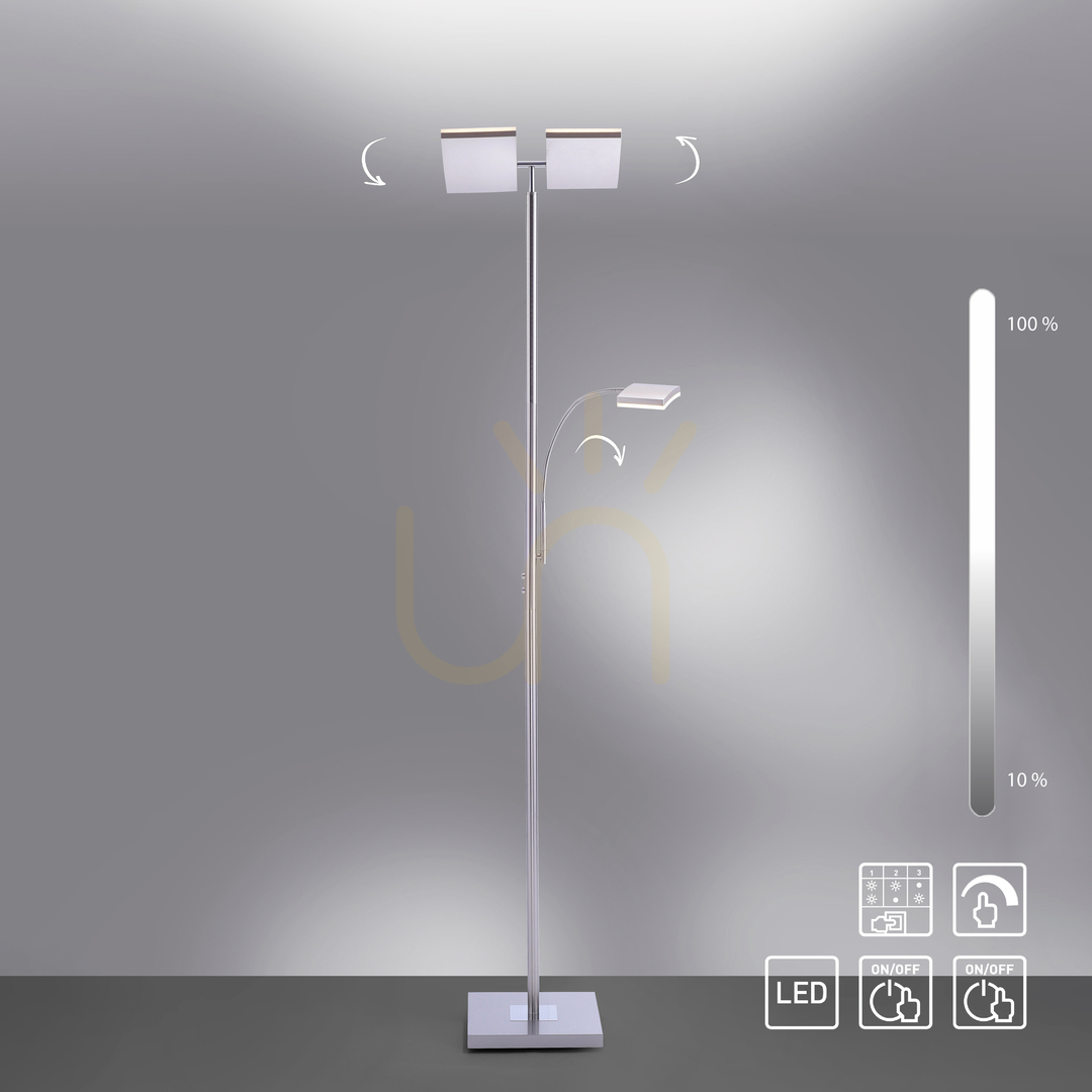 Utsikt RUBEN Golvlampa 11725-55 Silver 2xLED RUBEN Golvlampa 11725-55 Silver 2xLED