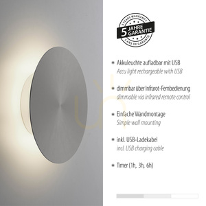 AKKU-PUNTUA vägglampa 8152-15 Grå 1xLED small 4