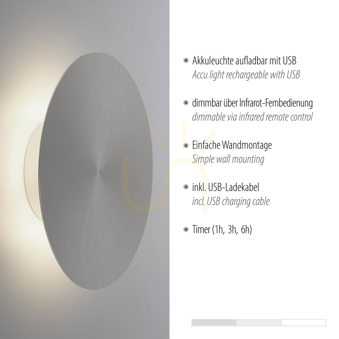 Display AKKU-PUNTUA vägglampa 8153-15 Grå 1xLED AKKU-PUNTUA vägglampa 8153-15 Grå 1xLED