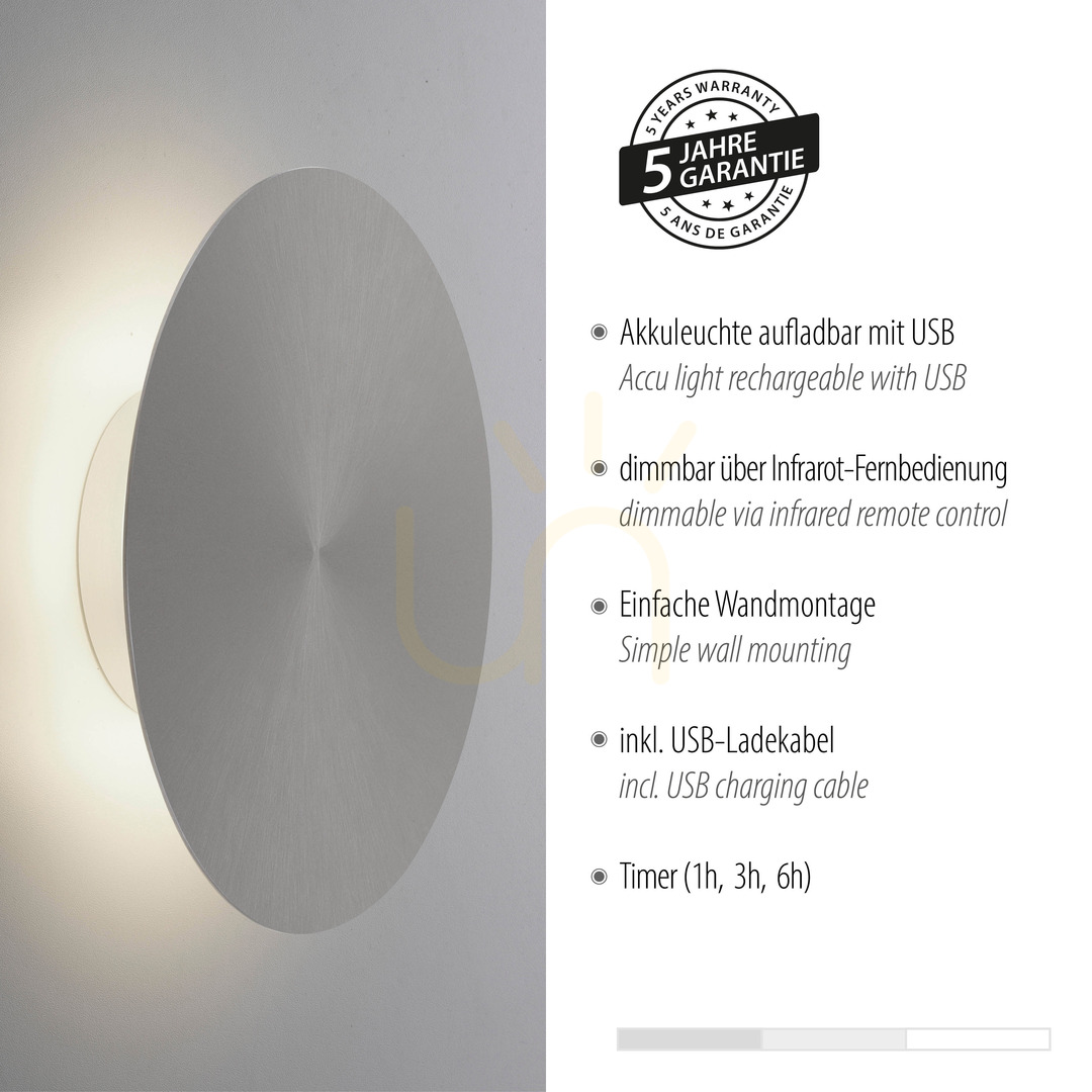 Visa AKKU-PUNTUA vägglampa 8153-15 Grå 1xLED AKKU-PUNTUA vägglampa 8153-15 Grå 1xLED