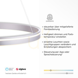 Zuma Line Q-VITO 8412-55 silverfärgad LED-pendellampa 65 W small 3