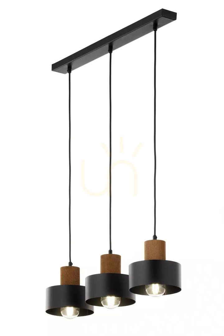 Förhandsvisning Pendellampa Sigma RIF WOOD 3 svart/brun E27 41862 Pendellampa Sigma RIF WOOD 3 svart/brun E27 41862