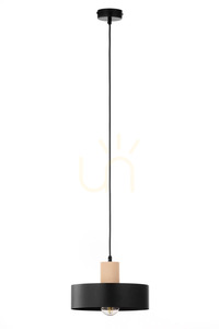 Pendellampa Sigma RIF WOOD 1 svart/naturligt trä E27 SKU 41864 small 0