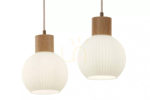 Kontrollera Pendant Light Sigma ALBA 2 Beige Trä E27 41843
