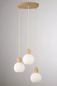 Pendellampa Sigma ALBA 3 beige trä E27 41844 small 5