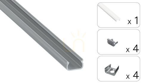 Kontrollera LED-profil TEKKNI IKKE 3 m silver, set med frostad diffusor