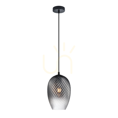 Kontrollera Pendellampa Italux Alias svart rökglas E27 PND-3663-1-BK-SG