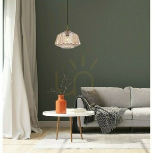 Italux Antita svart pendellampa med bärnstensfärgat glas, E27, 30 cm PND-3644-1-BRO-AMB small 1