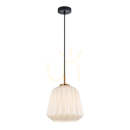 Kontrollera Pendellampa Italux svart vit glas E27 23 cm PND-3645-1-BRO-W