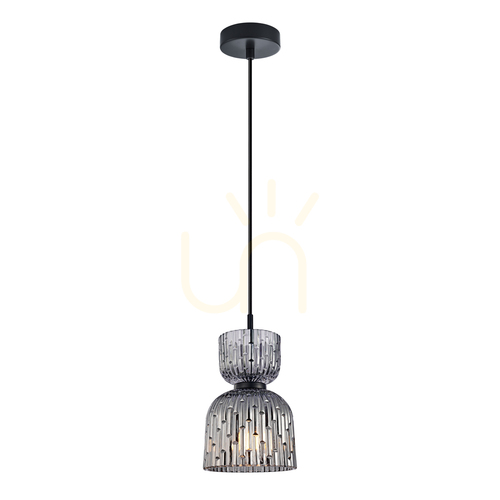 Kontrollera Hänglampa Italux svart rökglas E27 PND-3619-1-BK-SG