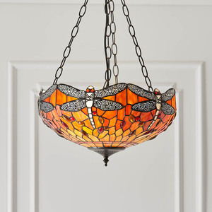 Pendellampa Interiors Dragonfly Tiffany Multicolor 3-ljuskälla E27 41 cm small 2