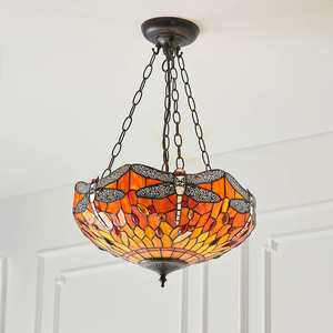 Pendellampa Interiors Dragonfly Tiffany Multicolor 3-ljuskälla E27 41 cm small 4