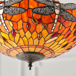 Pendellampa Interiors Dragonfly Tiffany Multicolor 3-ljuskälla E27 41 cm small 7