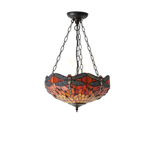 Pendellampa Interiors Dragonfly Tiffany Multicolor 3-ljuskälla E27 41 cm small 8