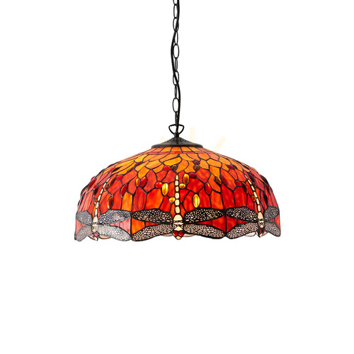 Kontrollera Tiffany pendellampa Dragonfly Multicolor Interiors 64082